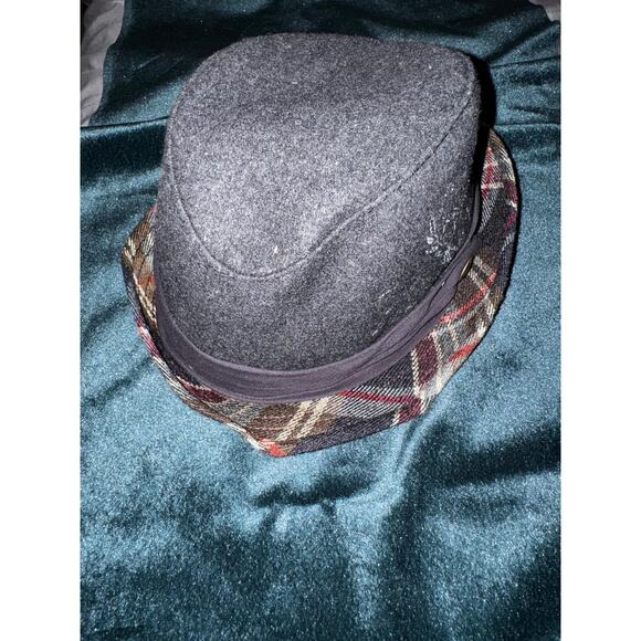 Goorin Bros Grey Fedora Hat Mens XL Embroidered Design, Gray Band, Plaid Brim - Picture 1 of 5